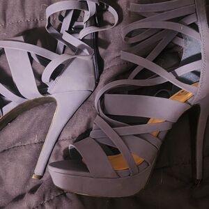 Blue strappy 4 inch heels